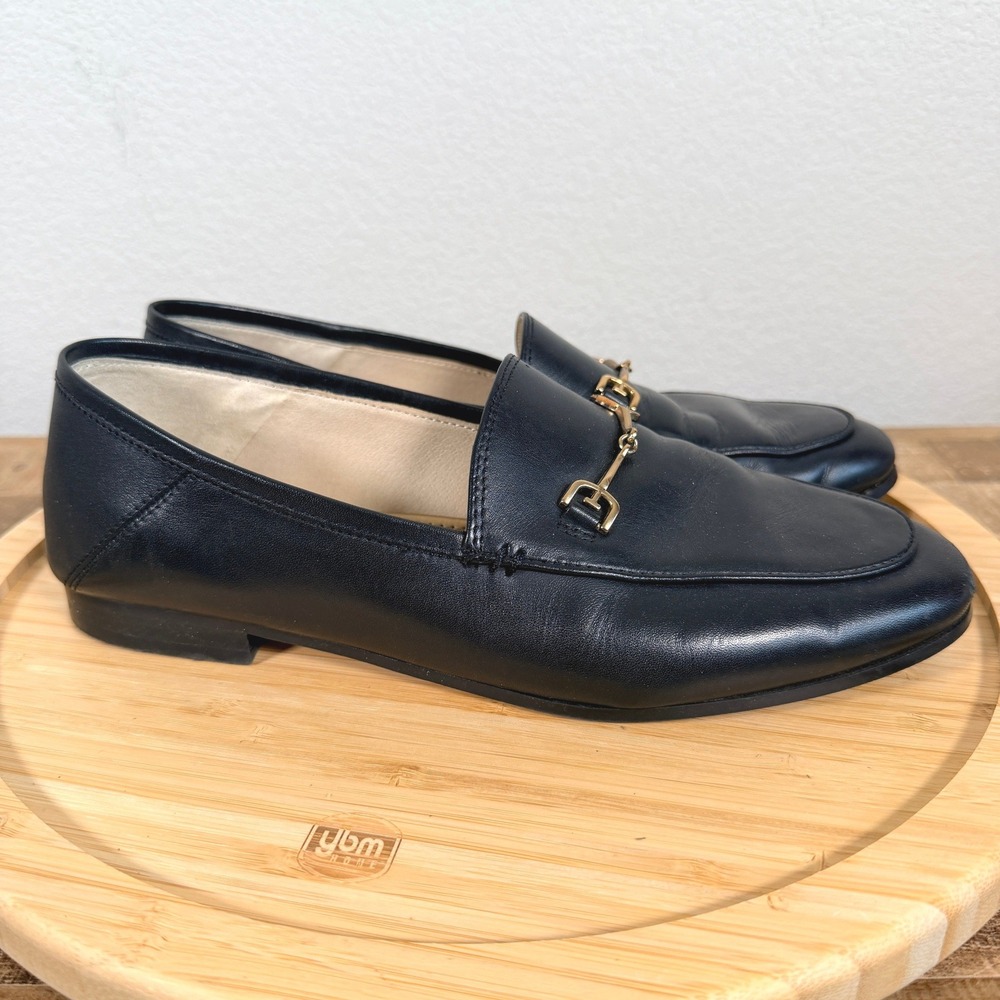 Sam Edelman Loraine Gold Bit Loafers Flats Womens 8.5 Black Leather Slip On